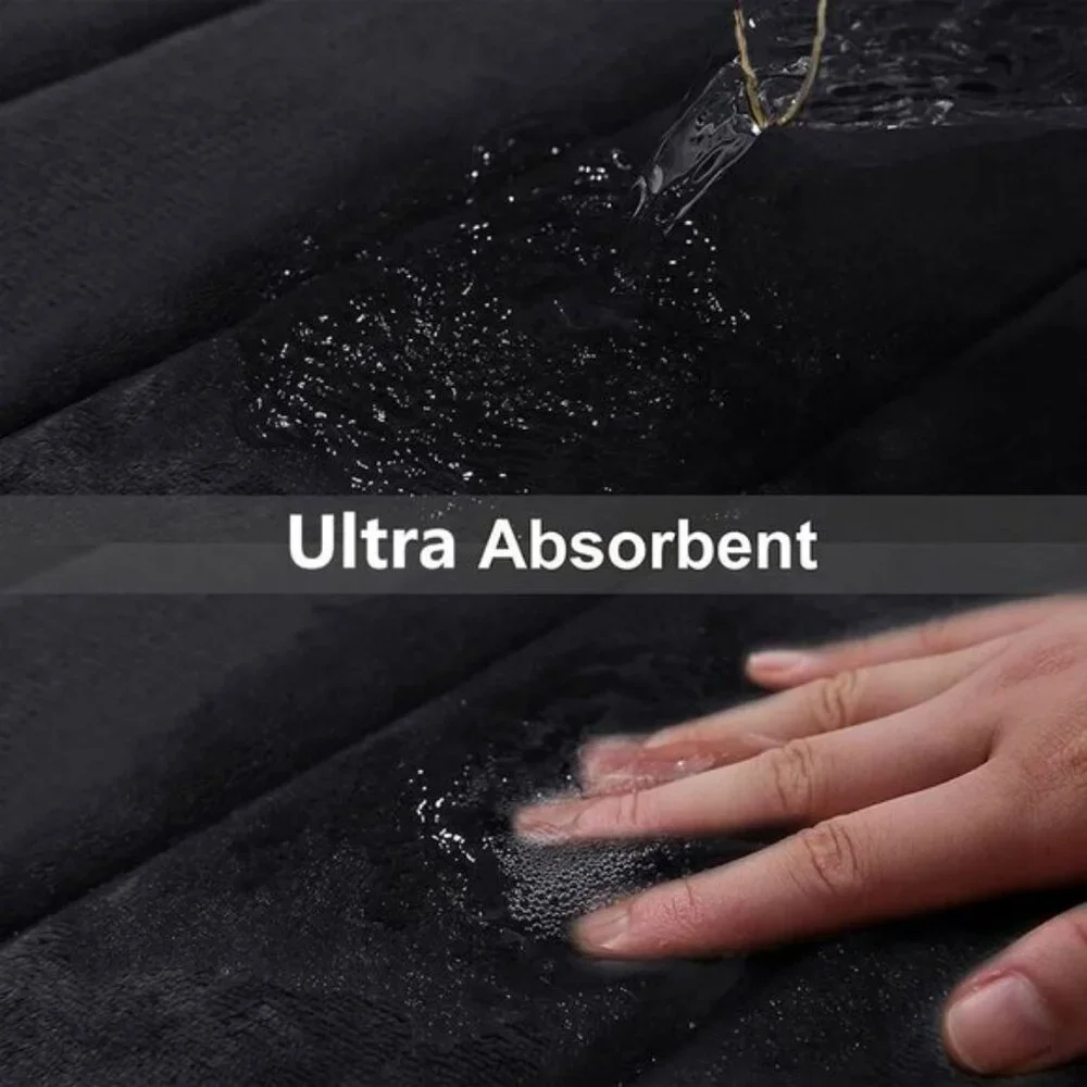 New 24x16 Memory Foam Bath Mat, Ultra Soft Non-Slip Black Rug for Bathroom & Tub